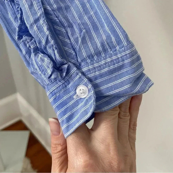 Rails Lizzi Button-down Shirt with Ruffles Bellflower Blue Stripe size Small - Picture 7 of 11